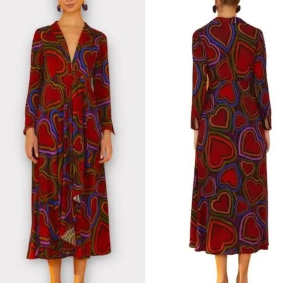 FARM Rio Dresses & Skirts - Farm Rio Rainbow Wild Hearts Maxi Dress M NWT $220